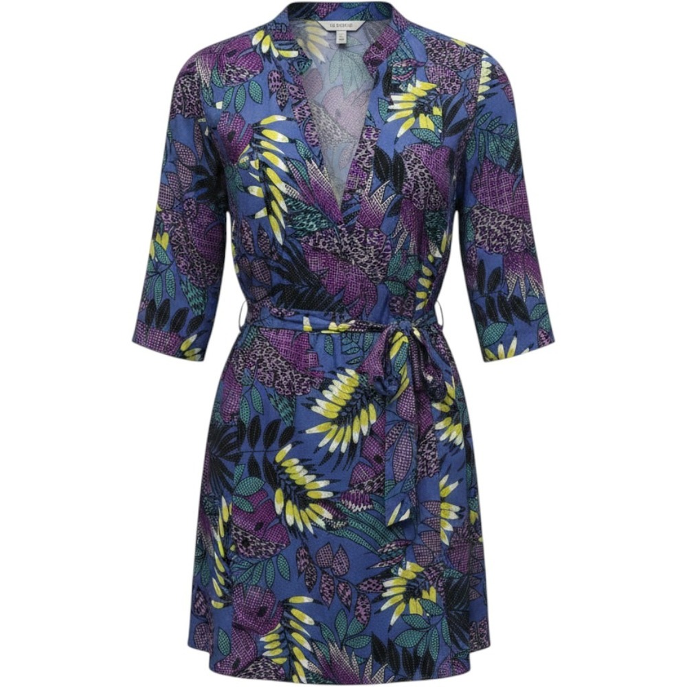 ZOA New York‎ Leaf Shirt Dress Size XS Floral Purple Tropical Beachy Vacation